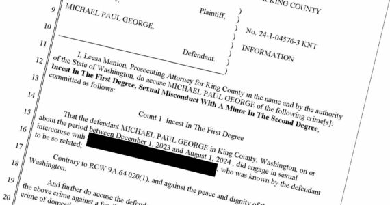 Michael George has been officially charged with incest in the first degree and two counts of second degree sexual misconduct with a minor. Screenshot