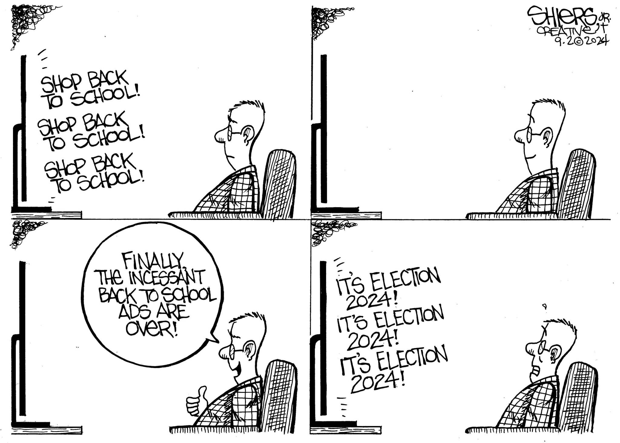 Frank Shiers, Jr. is a longtime King County resident and has drawn political cartoons for over forty years. He creates at least four cartoons a week, which are published in a dozen newspapers.