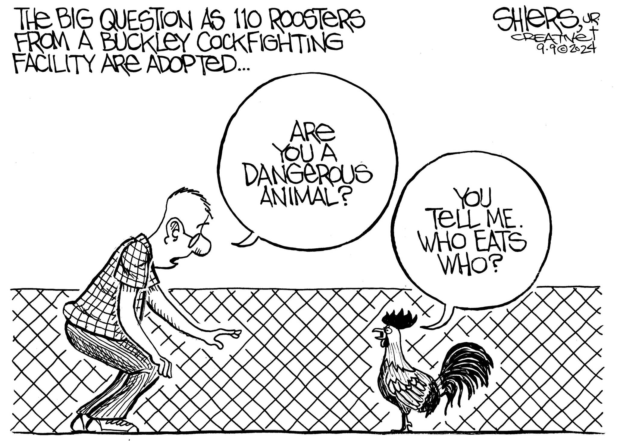 Frank Shiers, Jr. is a longtime King County resident and has drawn political cartoons for over forty years. He creates at least four cartoons a week, which are published in a dozen newspapers.