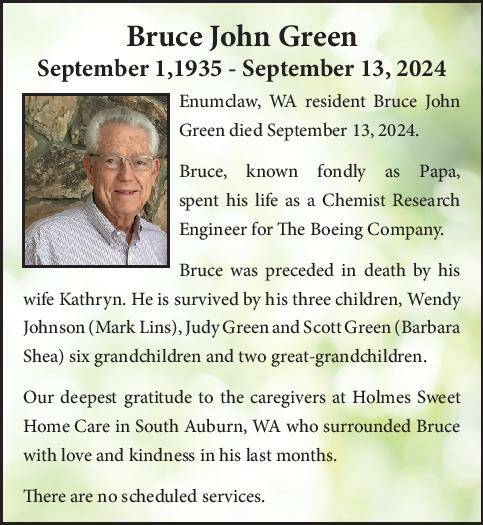 Bruce John Green | Obituary | Courier-Herald