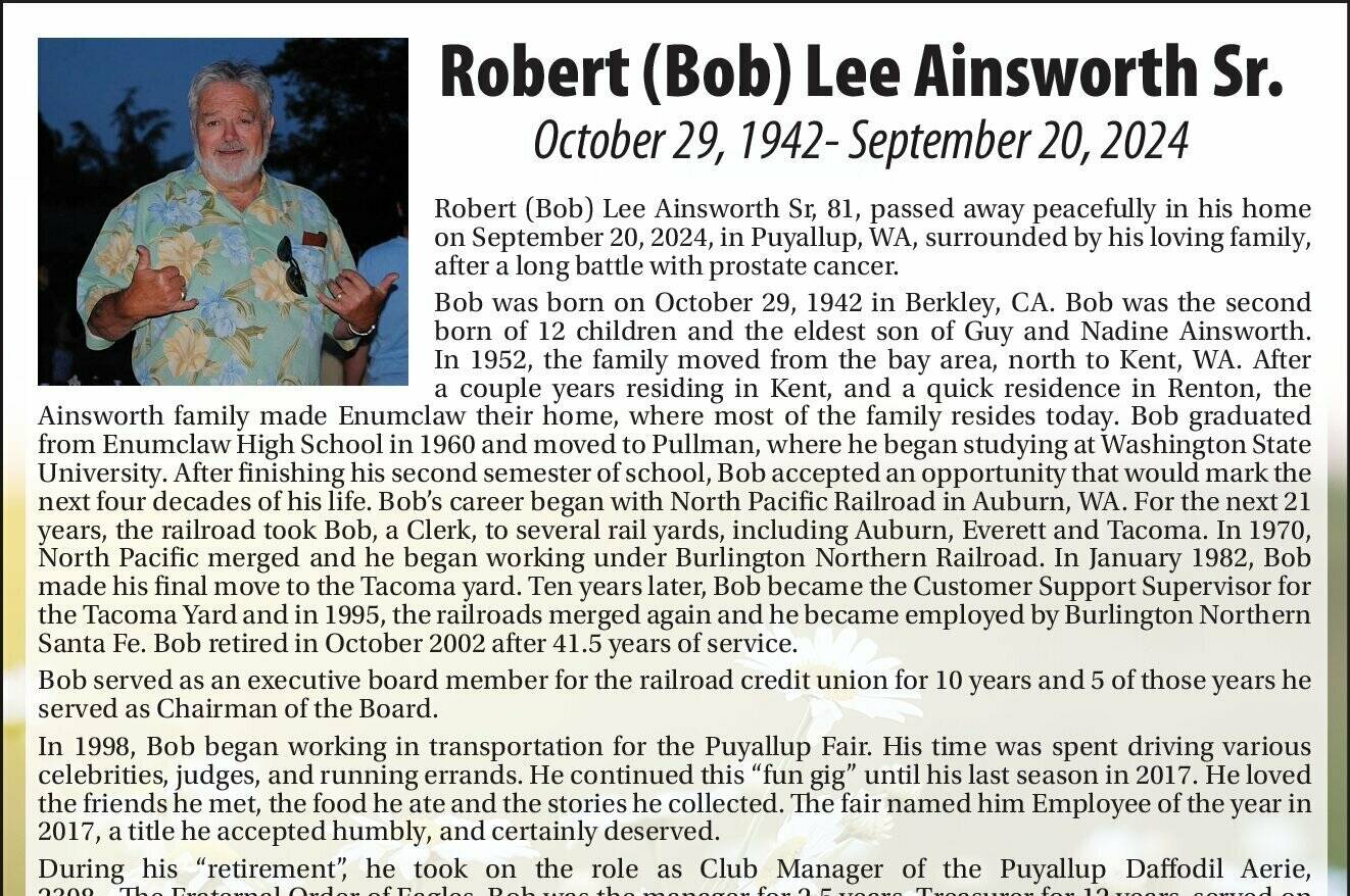 Obit for Roberts Ainsworth Sr