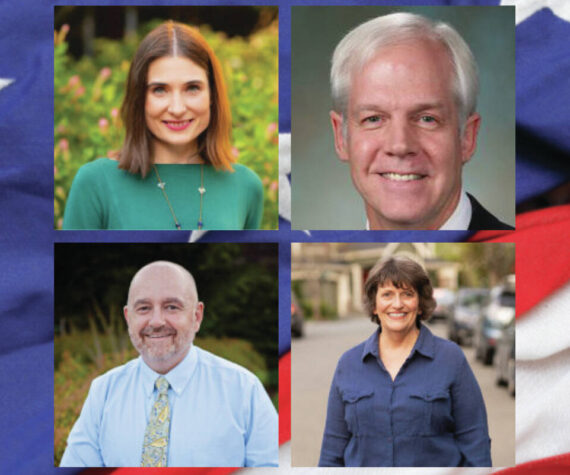 <p>Top, candidates Victoria Hunt (D) and Mark Hargrove (R); bottom, candidate Patrick Peacock (R) and Rep. Lisa Callan (D).</p>