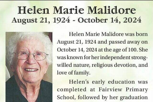 Obit for Helen Malidore