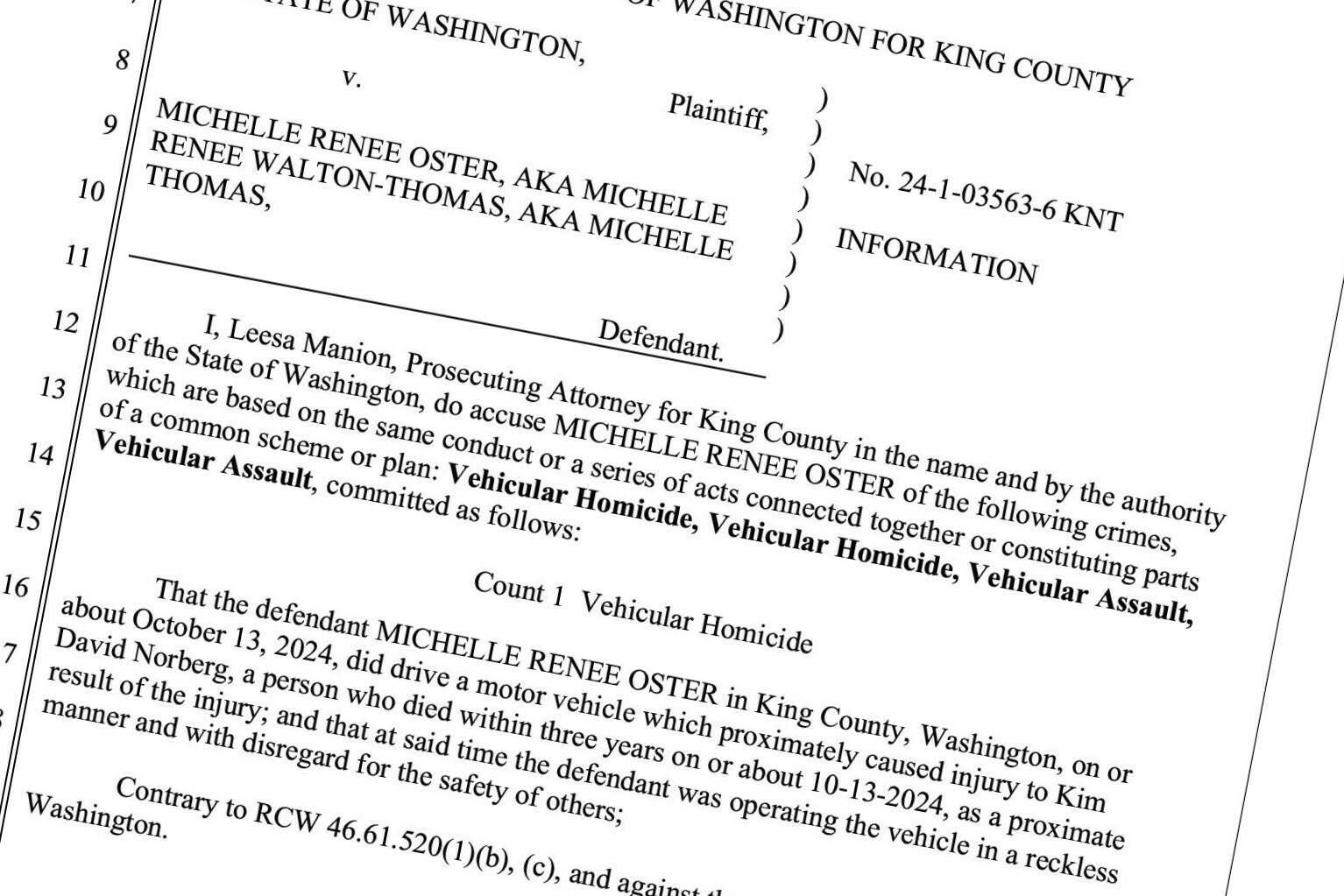 Oster was charged with two counts of vehicular homicide and two counts of vehicular assault on Oct. 16, a few days after the collision that killed two. Screenshot