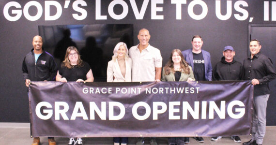 Photo by Ray Miller-Still
Pictured are several Grace Point Northwest Church staff and pastors, including Pastors Skip Moody, Annie Turk, Keonna and Heath Rainwater, Craig Egbert, Eric Russell, and staff members Emily Cole and Dick person.