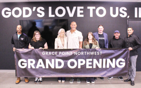 Photo by Ray Miller-Still
Pictured are several Grace Point Northwest Church staff and pastors, including Pastors Skip Moody, Annie Turk, Keonna and Heath Rainwater, Craig Egbert, Eric Russell, and staff members Emily Cole and Dick person.