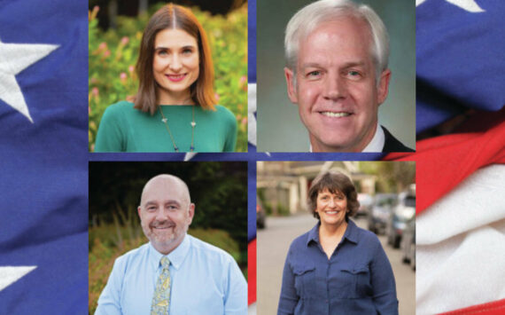 Top, candidates Victoria Hunt (D) and Mark Hargrove (R); bottom, candidate Patrick Peacock (R) and Rep. Lisa Callan (D).