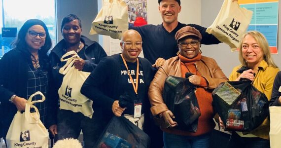 In early October, the Tahoma National Cemetery donated over 1,000 pounds of food for King County Veterans Program clients. According to the KCVP Facebook page, 34 food bags were made to give away to local veterans. Photo courtesy of King County Veterans Program