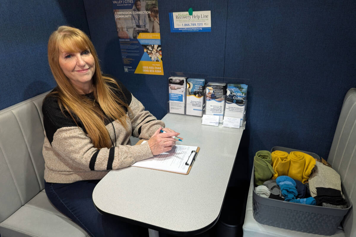 Rose Baldridge in the new Valley Cities mobile clinic van. Photo courtesy of Valley Cities Behavioral Health Care.