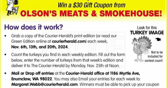 Cut this ad out, count those turkeys, and turn give your entry to us by Nov. 25 at noon!