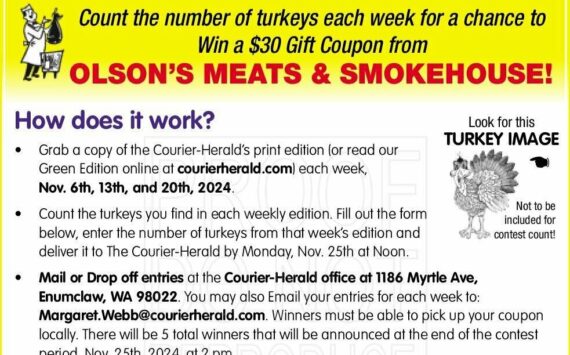 Cut this ad out, count those turkeys, and turn give your entry to us by Nov. 25 at noon!