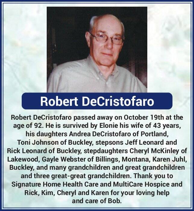 Obit for Robert DeChristofaro