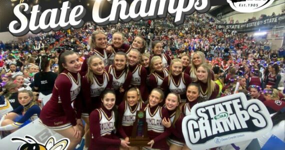 Courtesy photo
Enumlcaw High’s cheer team placed first at the Jan. 24 and 25 state tournament.