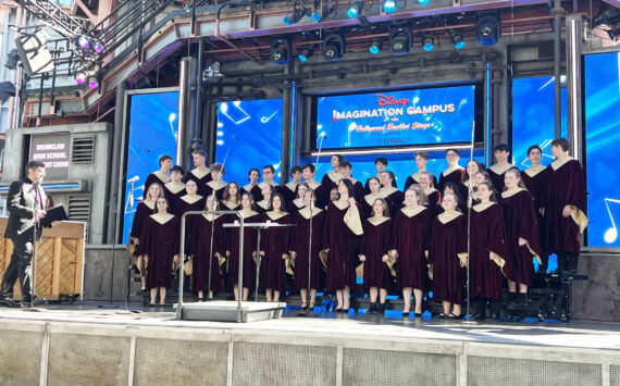 Photo courtesy Keith Marshall
Pictured is the Enumclaw High choir preparing to sing at Disneyland’s California Adventures.